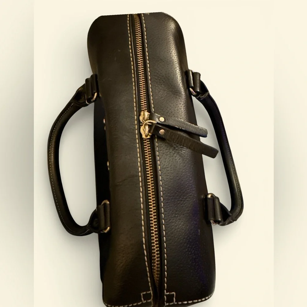 Kate Spade New York Black Leather Satchel Handbag Zip Top 12